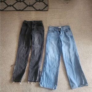 PacSun Black and Light Blue Straight Leg Jeans